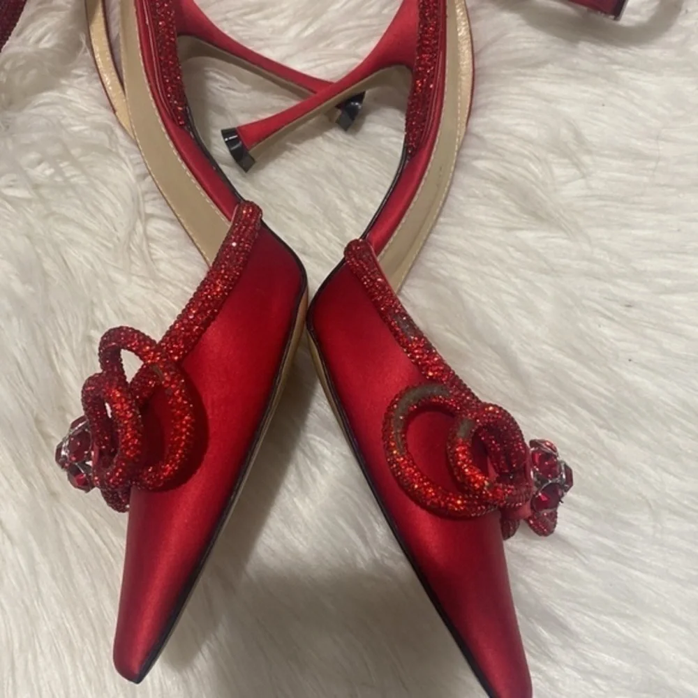 Mach & Mach Crystal Double Bow pointed toe pump size‎ 37.5EU